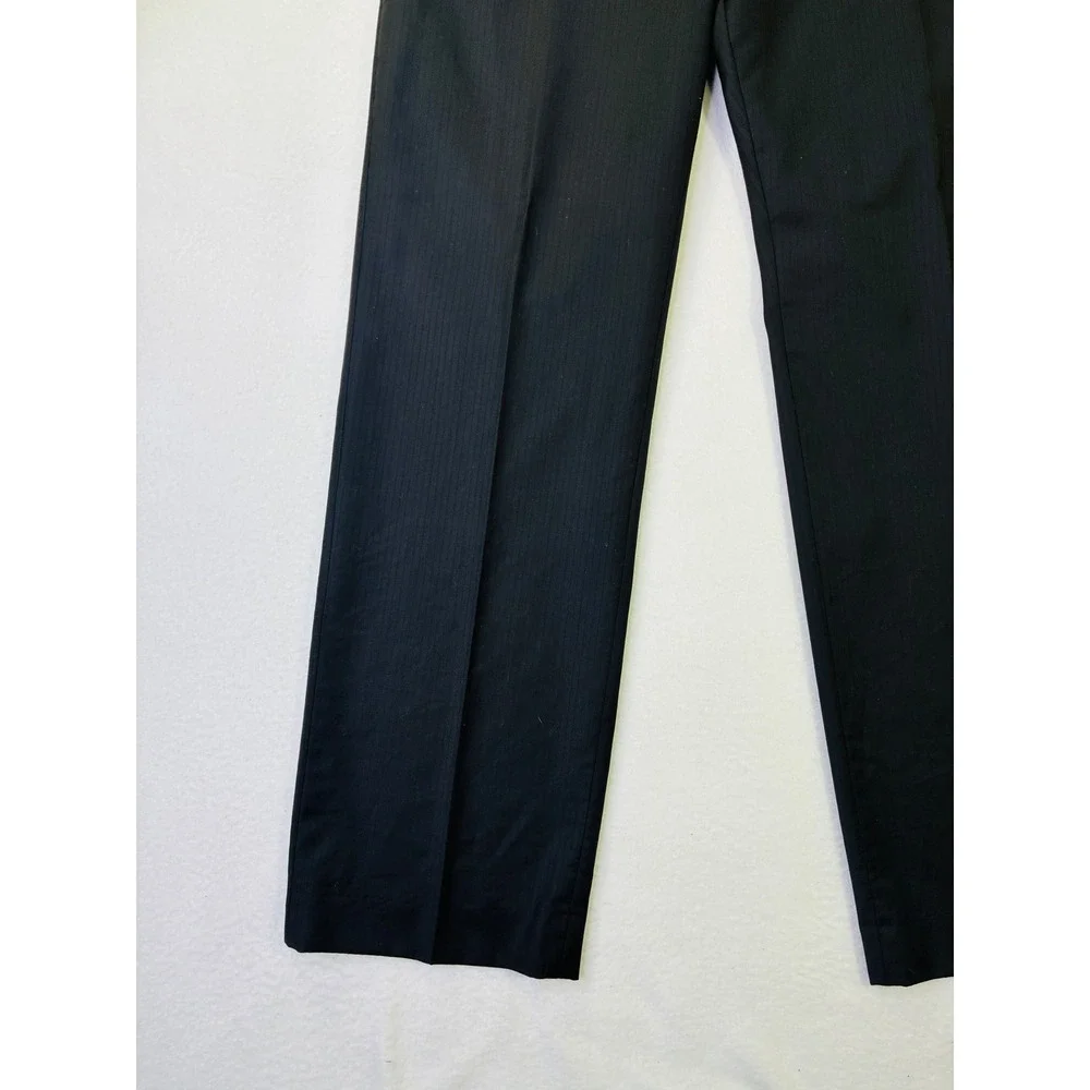 Express Producer Mens Black Pinstripe Wool Blend Dress Pants 34x32 Flat Front